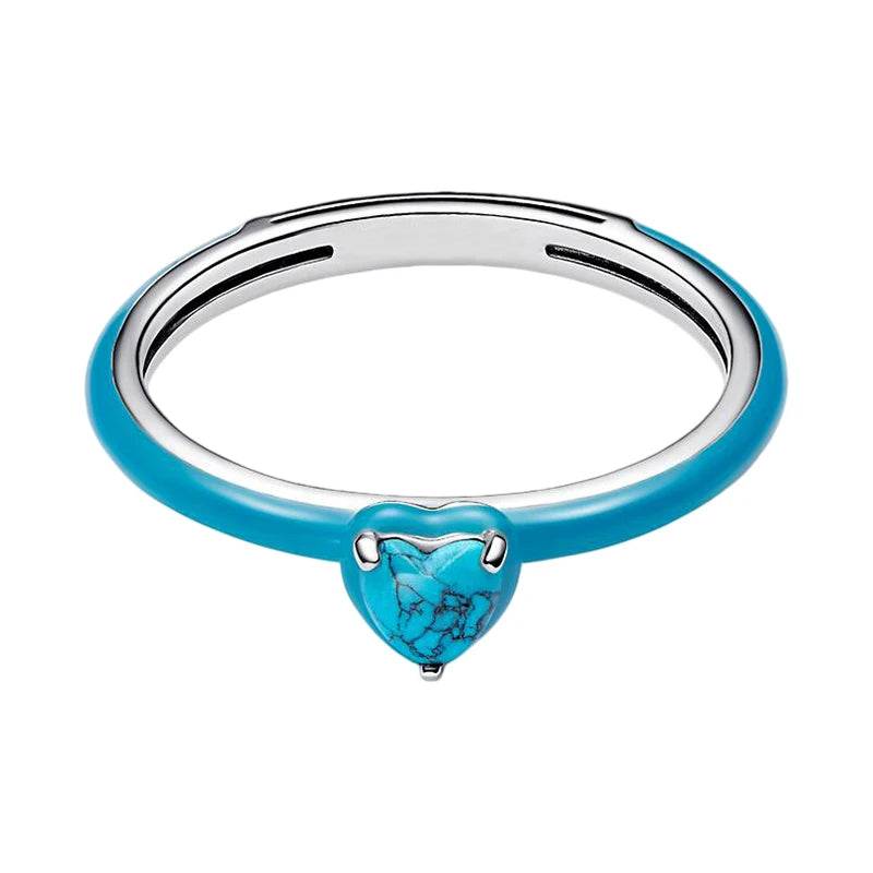 2026 New 925 Silver Sparkling Heart Princess Crown Heart-to-Heart Ring Fashion DIY Charm Jewelry Exquisite Gift