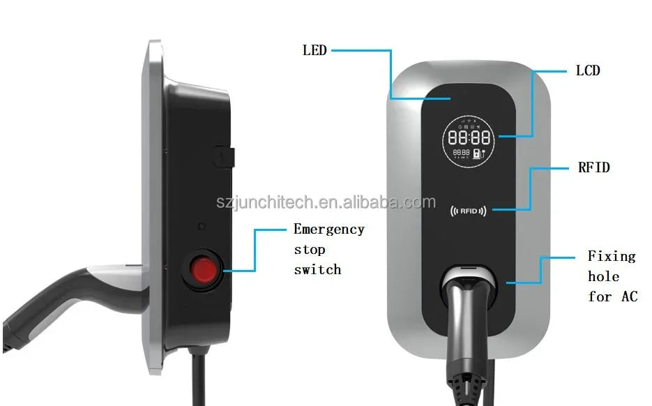 Custom 7KW 1Phase Home EV Car Charger Station New Condition 32A Custom Car Charger Compatible with Solar & Inverter
