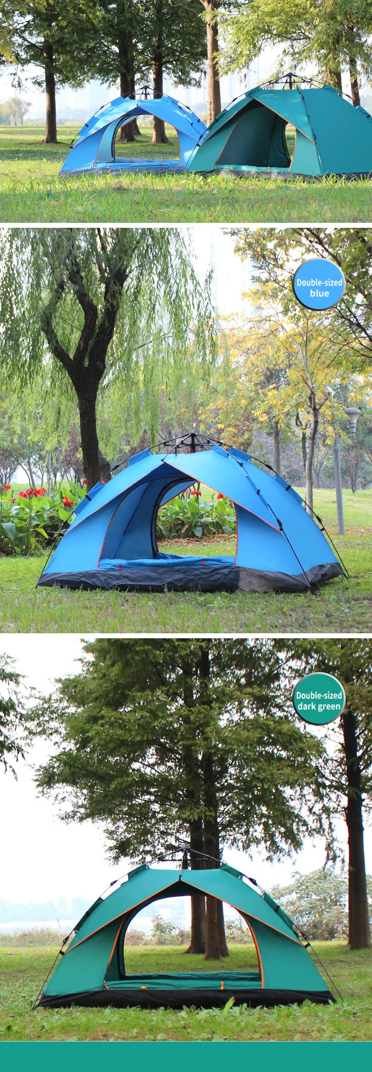 Outdoor Folding Tent Fully Automatic Quick Opening Tent 3-4 Person Self Driving Camping Tent Rain Proof Sun Proof Portable