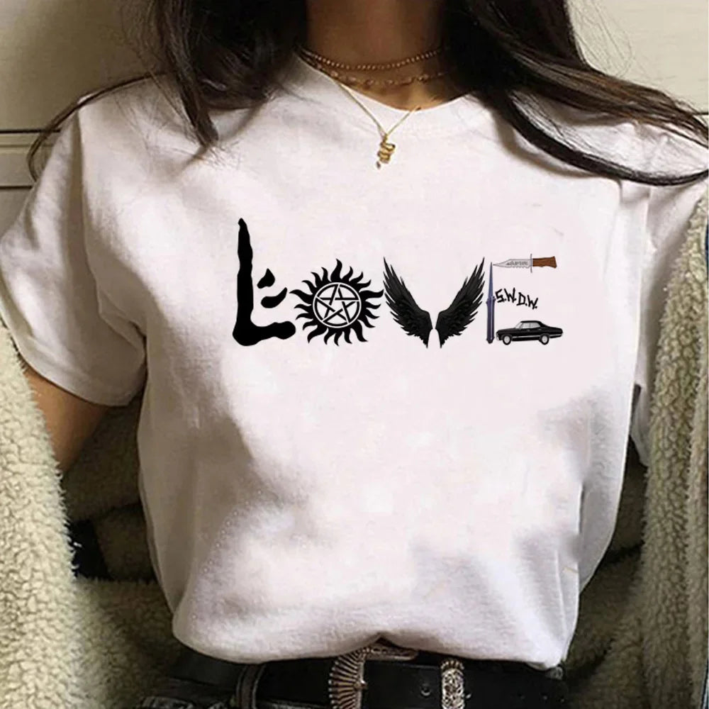 Supernatural tshirt women manga Tee girl 2000s clothing women clothes y2k top my body my choice