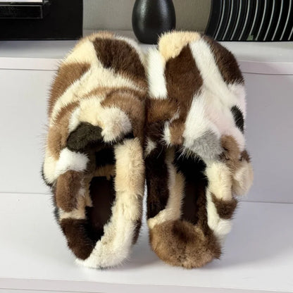 Slippers Shoes for Women 2026 Flat Real Fur Mink Slippers Soft Indoor Women's Slippers Flip Flops Woman Luxury Designer Shoes