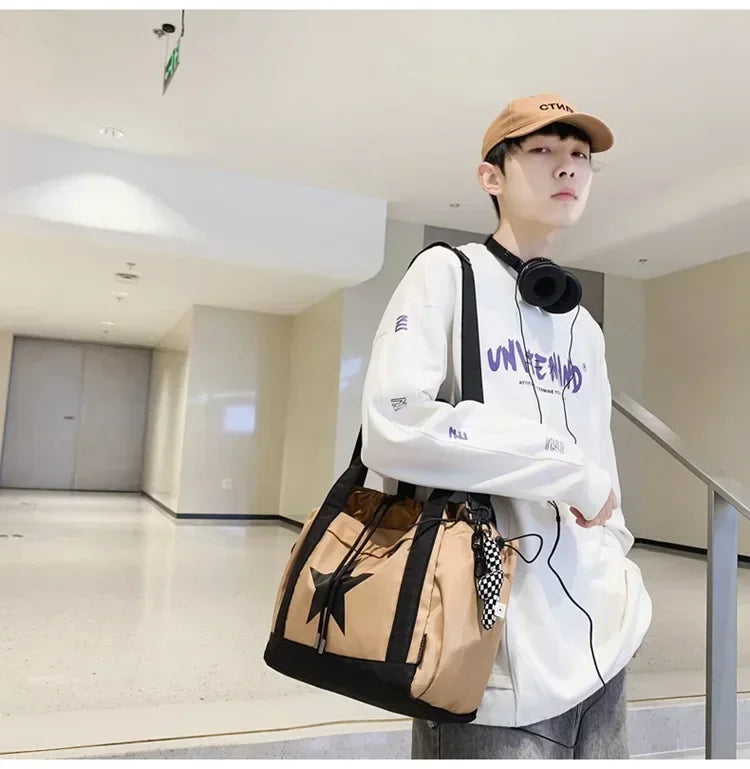 Women New Crossbody Bag Wholesale Large Capacity Couple Shoulder Bag New Casual Nylon Tote Bag Luxury Drawstring Handbag 2025