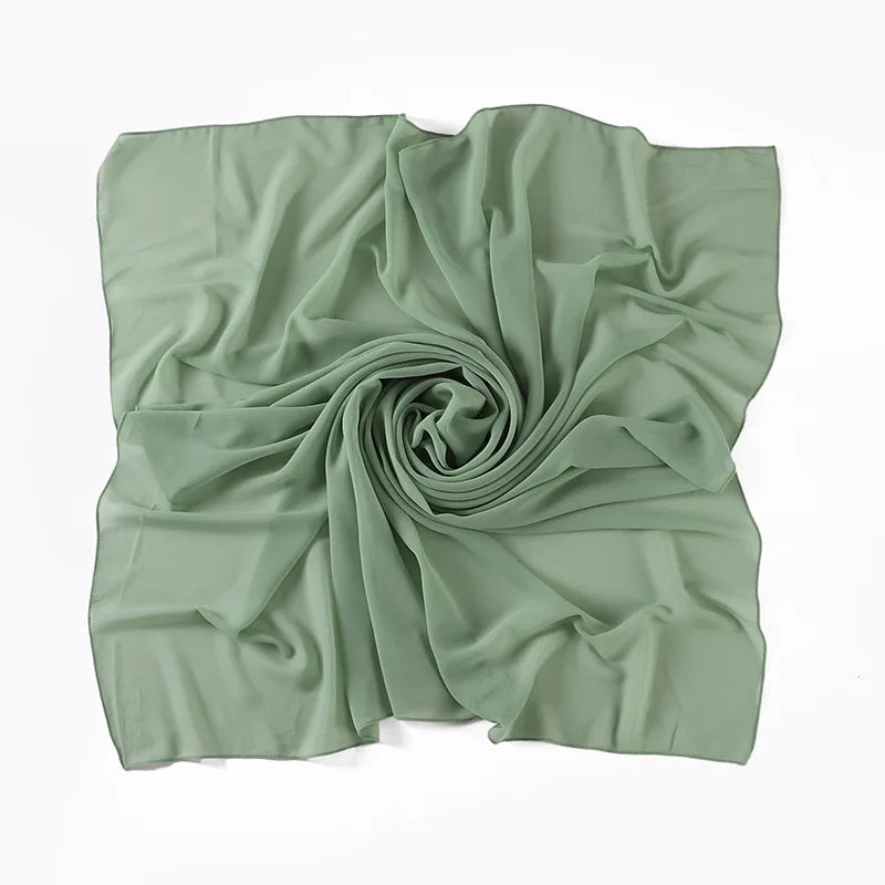 90*90CM Headwrap Heavy Chiffon Square Scarf Muslim Hijabs Women Underscarf Fashion Casual Plain Color Hijab