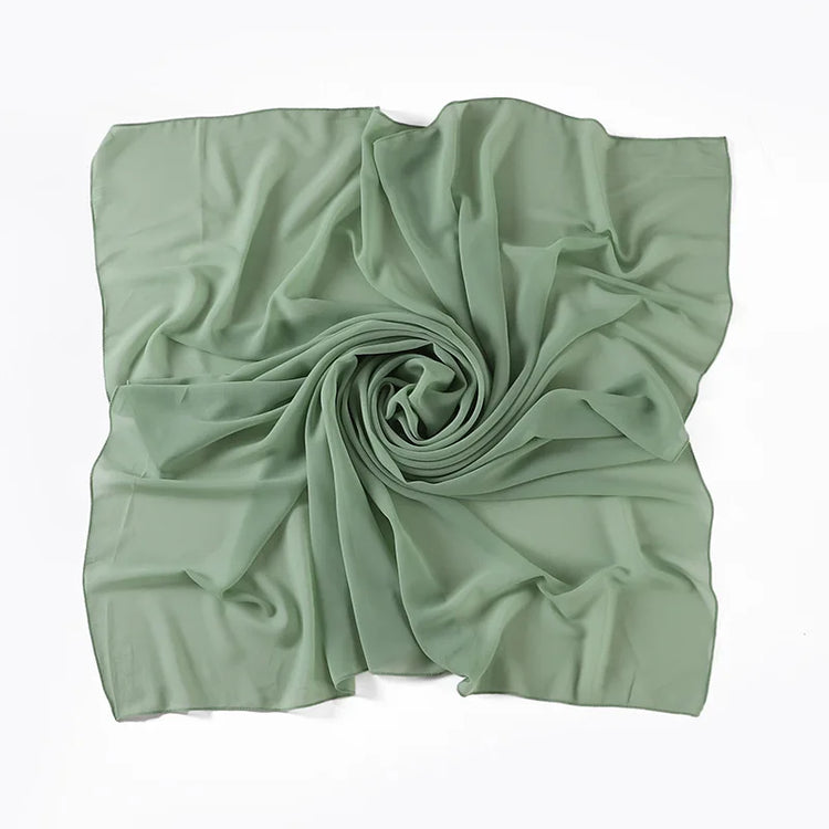 90*90CM Headwrap Heavy Chiffon Square Scarf Muslim Hijabs Women Underscarf Fashion Casual Plain Color Hijab