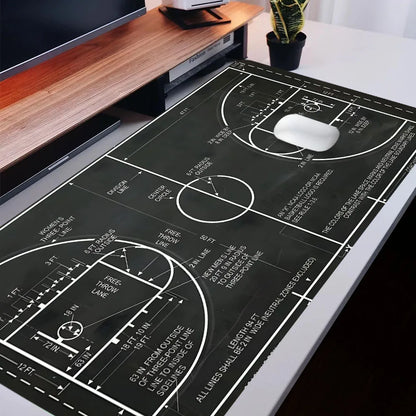 Basketball Court Mouse Pad Large Gaming Mousepad Offices Accessories Laptop Office Rubber Non-Slip Rubber Stitched Edge Deskpad