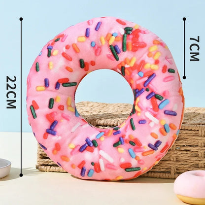 New Plush Dog Toy Doughnut Pizza Shape Pet Squeaky Toys for Small Large Dogs Cleaning Teeth Puppy Chew Sound Toy Pet Supplies