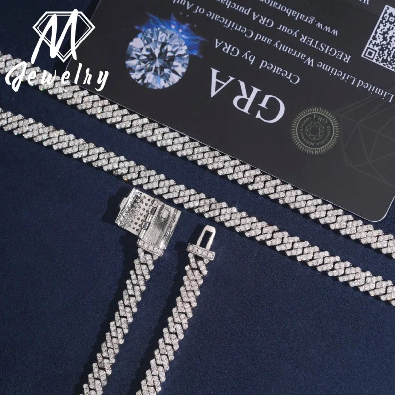 5mm Hip Hop Jewelry Bussdown Cuban Chain Link Necklace 925 Silver Iced Out Vvs Moissanite Diamond Pass Diamond Tester