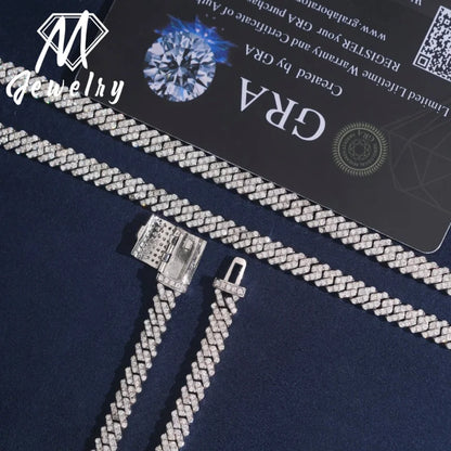 5mm Hip Hop Jewelry Bussdown Cuban Chain Link Necklace 925 Silver Iced Out Vvs Moissanite Diamond Pass Diamond Tester