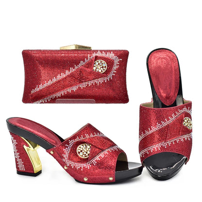 New African Shoes and Bag Set for Party Italian Italian Shoe and Bag Set for Party In Women Summer High Heeled Shoes for Women