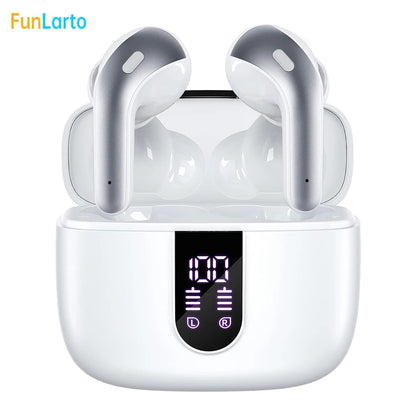 Wireless Earphones with Bluetooth 5.3, Quad-Mic Call Noise Reduction ENC, 50H Playtimes Wireless Earbuds Bluetooth Headphones