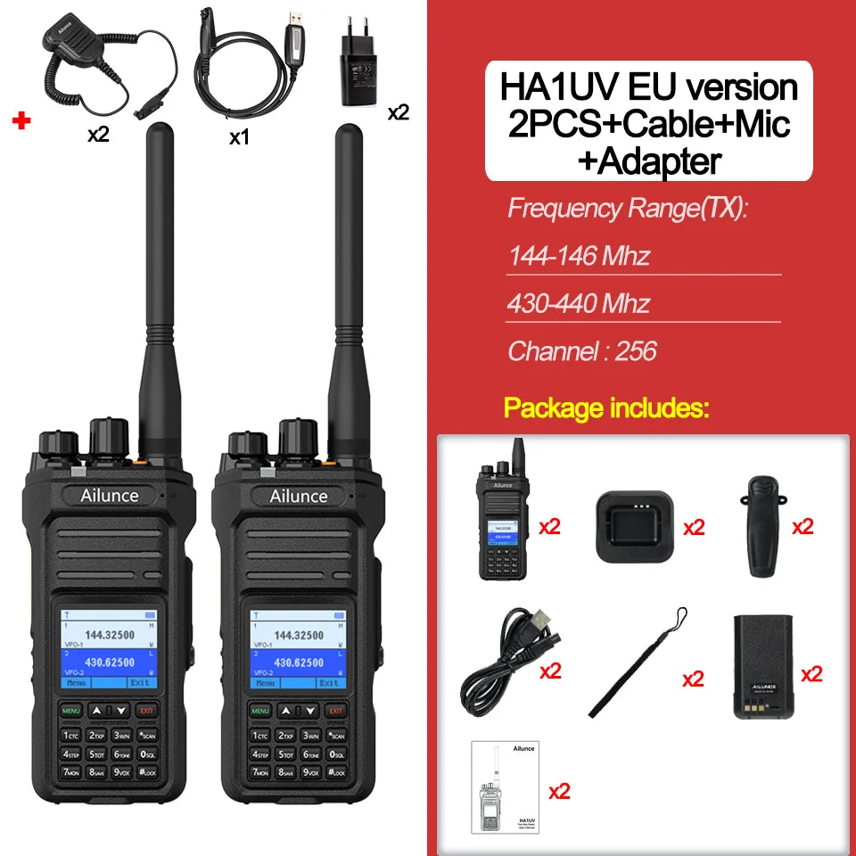 Retevis Ailunce HA1UV Ham Radio IP67 Waterproof Long Range 2800mAh Dual Band Two Way Radio Rechargeable Handheld Walkie Talkie