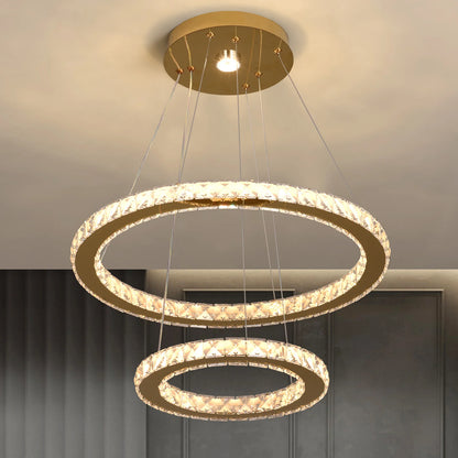 Crystal Luxury Pendant Lights for Living Room Remote Control Chandelier Lamp Bedroom Dining Room Smart Hanging Lighting Fixtures