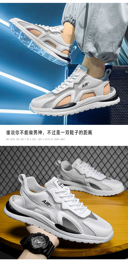 Summer Men Hollow Sandal Sneakers Breathable Mesh Platform Quick-Dry Casual Walking Shoes Non Slip Light Outdoor Beach Trainers