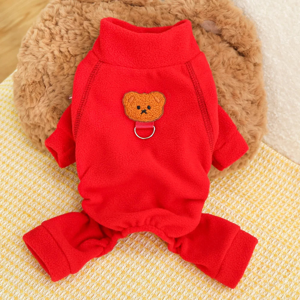 Fleece Dog Jumpsuit Pajamas Winter Dog Clothes Turtleneck Hoodie Costume Long Sleeve Bodysuit Pet Overalls Tracksuit Chiwawa XXL