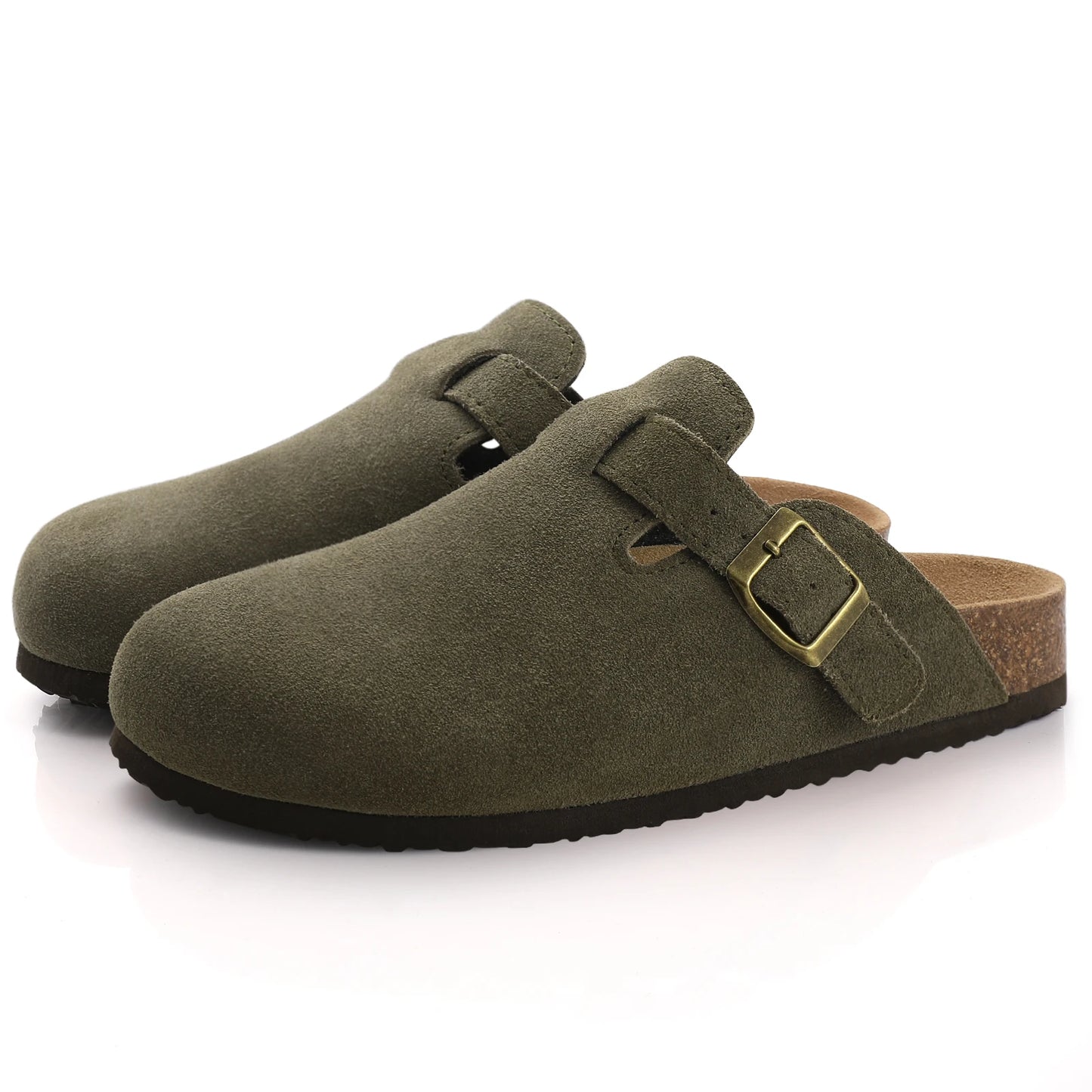 Crestar Women's Clogs Mules Cork Clogs Slippers Men Outdoor Mules Suede Clogs Shoes with Arch Support Mule Leather Clogs Sandal