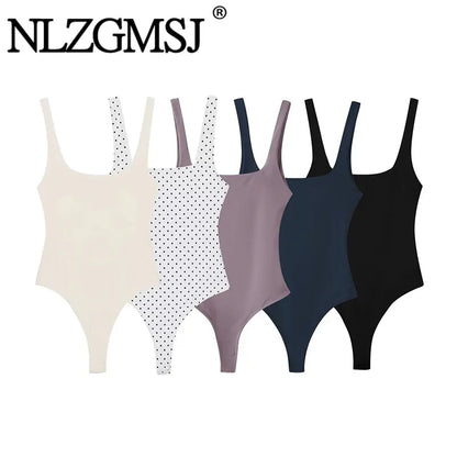 Nlzgmsj 2026 Summer Sexy Women's Square Neck Sleeveless Backless Stretchy Bodycon Jumpsuit Casual  Slim Fit Tops for Ladies Y2K