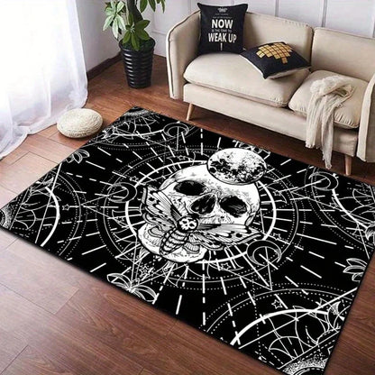 3D Gothic Skull Moth Print Rug High Quality Non Slip Mat For Patio Garden Living Room Indoor Outdoor Decor Carpet
