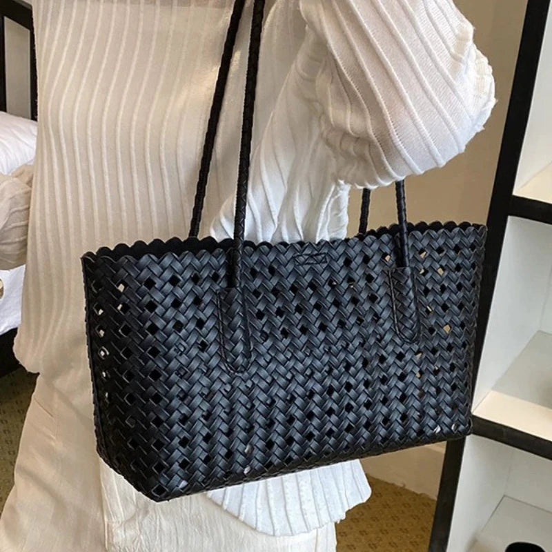 Weave Hollow Out Shoulder Bags for Women 2026 Summer Luxury Designer Hand Bag Females Beach Bags Handbags and Purses