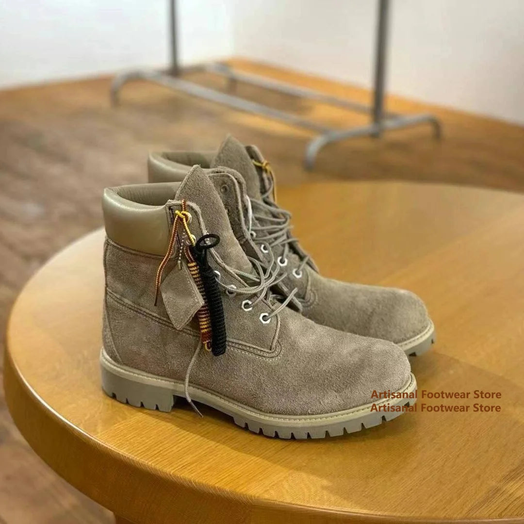 High-Top Big Toe Motorcycle Boots Men's Boots Lace-Up Trendy Outdoor Hiking Boots Designer Handmade Height Increased Men Boots