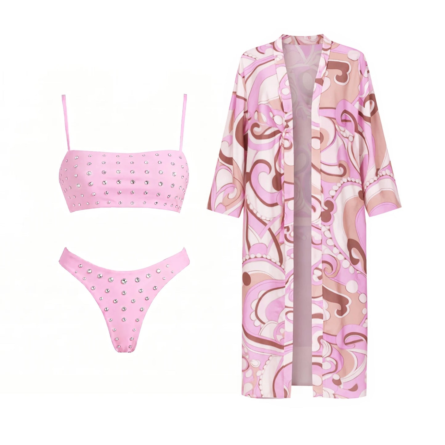 Bandeau Biquini With Cover Up Sexy Women Swimsuit 2026 New Swimwear Push Up Swim Suits Female Off Shoulder Bathingsuit Beachwear