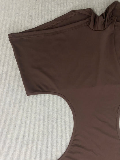 New Arrival: European and American Style Women's Sexy Halter Neck Backless Tight-Fitting Hollowed-Out Bodysuit, Solid Color Top