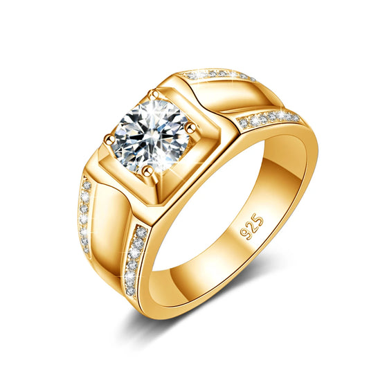 Trends 2025 Luxury Moissanite Ring Men Hip Hop Wedding Band Original 925 Sterling Silver Pass Diamond Test With Certificate Gift