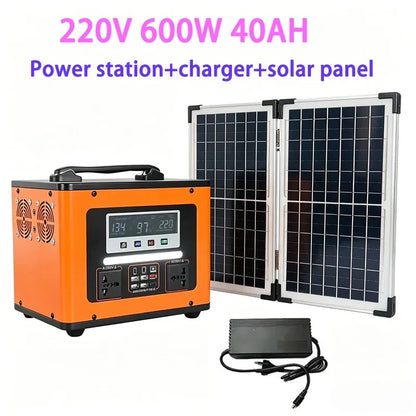 Free Electricity LiFePO4 600W Solar Portable Power Station 40Ah Power Bank 220V 50HZ Solar Generator For Outdoor Energy Camping