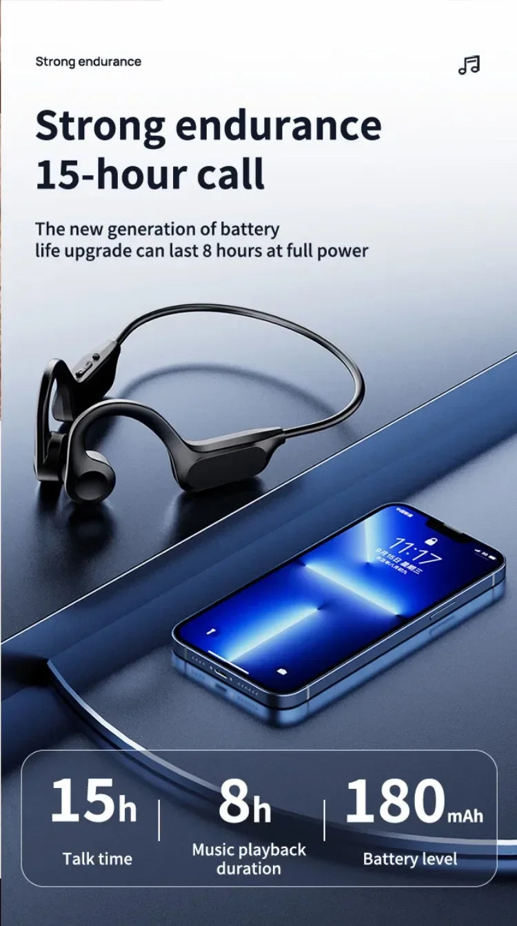 Original Bosete X7 Bone Conduction Wireless Headphones Bluetooth 5.3 Waterproof Ear Hook Sports Running Earphones With Mic