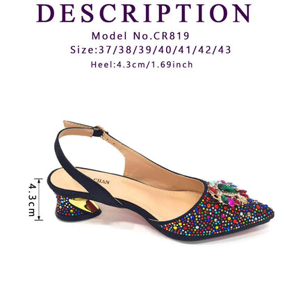 Purple 2024 Italian Design Girly Style Opend Toe Shoes And Bag Full Diamond Decoration with Appliques for Wedding Party