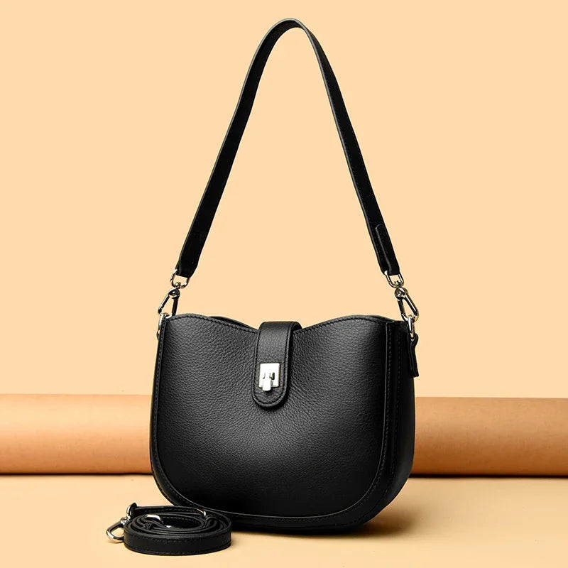 Luxury Genuine Leather Tote Bag Women Real Cow Leather Handbag Fashion Ladies Shoulder Crossbody Bags 2025 New Female Sac A Main