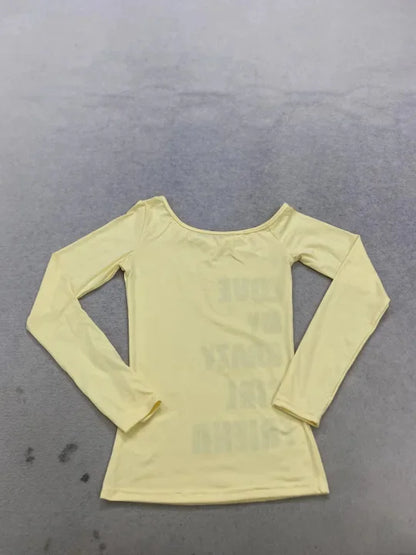 Y2K Women's Long Sleeve T-Shirt American Style Sweet Spicy Letter Print Shoulder Casual Versatile Sexy Spicy Girl INS Style