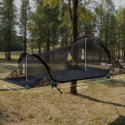 Night Cat Flat Lay Hammock Tent: Portable Lightweight Camping Hammock with Mosquito Net Waterproof Rainfly for 1 Person Outdoor Camping Green