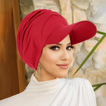 New Wide Brim Headwraps Hat for Women Muslim Turban Cap Multicolor Pullover Bonnet Travel Beanies Sun Hat Hair Loss Fashion