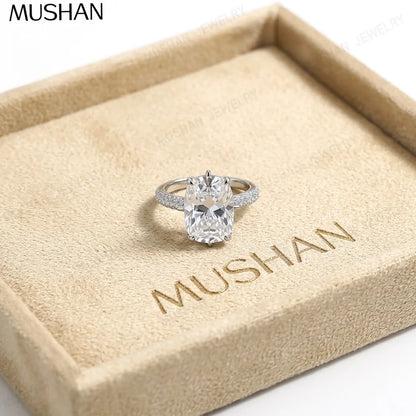 MUSHAN Luxury Jewelry925 Sterling Silver Ring Band Moissanite Diamond Rings for Women 18K Real Gold Plated MST Patent Jewelry