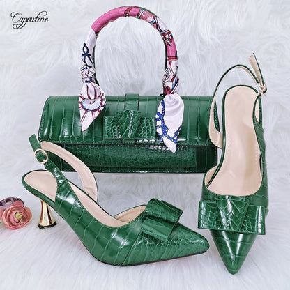 White Women Shoes And Bag Set African Ladies High Heels Pumps Match With Handbag Fashion Sandals Clutch Femmes Sandales YM2302