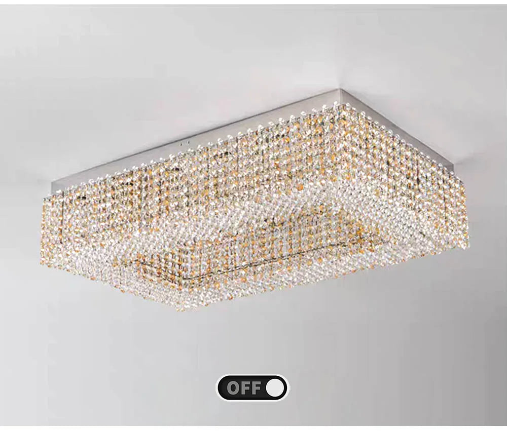 Champagne Crystal Waterfall Bead Modern Ceiling Lights LED Lamps Lighting Fixture for Living Room Lustres Home Decor Lampara