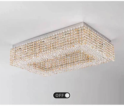 Champagne Crystal Waterfall Bead Modern Ceiling Lights LED Lamps Lighting Fixture for Living Room Lustres Home Decor Lampara