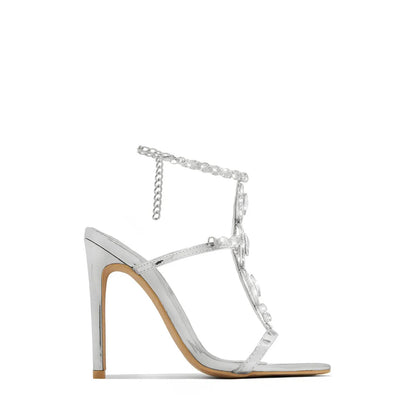 Sexy Thin High Heels Ankle Strap Sandals Womens Luxury Pointed Crystal Diamond Party/club Wedding Party Shoe Sandalias Mujer