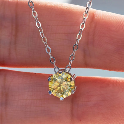JoyceJelly 1CT VVS D Moissanite Necklace For Women Six Prong Simulated Diamond Pendant 925 Sterling Silver Wedding Fine Jewelry