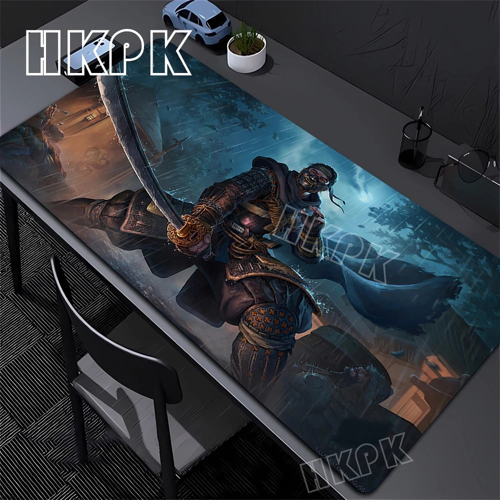 Large Computer Gamer Table Mat Ghost of Tsushima Samurai  Mouse Pad Laptop Desk Mats PC Mousepad Non-slip Rubber keyboard Pads