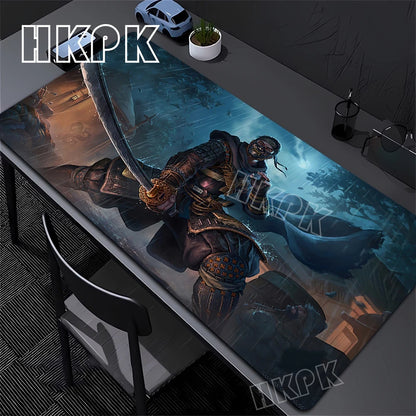 Large Computer Gamer Table Mat Ghost of Tsushima Samurai  Mouse Pad Laptop Desk Mats PC Mousepad Non-slip Rubber keyboard Pads