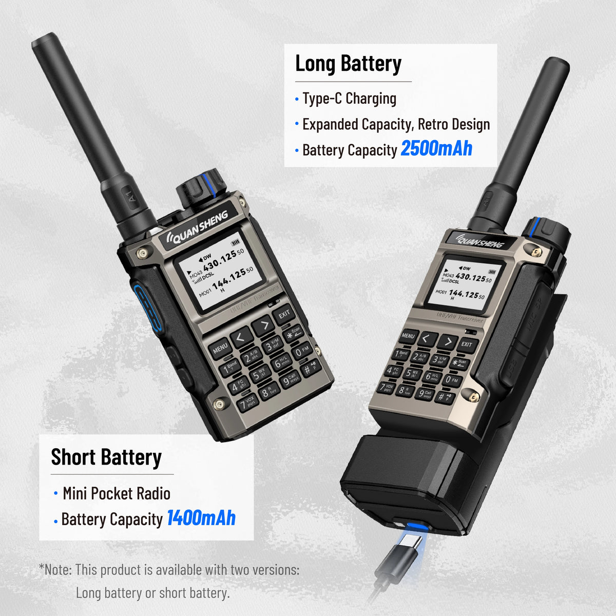 Quansheng UV-K1(8) Multi-Band Walkie Talkie 2MB Flash Wireless Copy Frequency Long Range Type-C Charger for Quansheng UVK5 K6