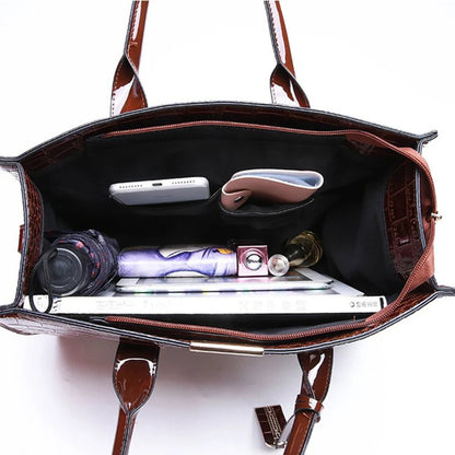 Patent Leather Women Messenger Bags Crocodile Female Crossbody Shoulder Hand Bags for Women High Quality Ladies Handbags