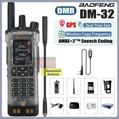 Transparent Baofeng Radio DM 32UV DMR Digital Wireless Walkie Talkie With AES256 Encryption For Long Range Secure Contact skiing