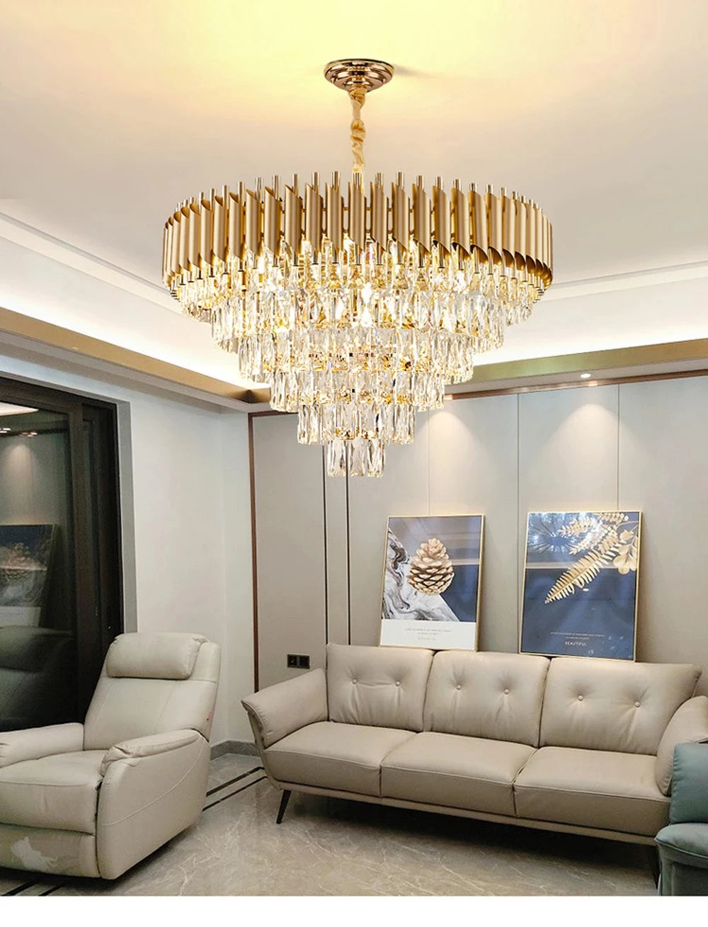 Villa Luxury Living Room Chandelier K9 Crystal Restaurant Pendant Lights Modern Ceiling Chandelier Dining Table Indoor Home Lamp
