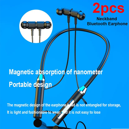 For Xiaomi Lenovo Bluetooth Earphone Silicone Neckband Headset HiFi 9D Stereo Sports Halter Wireless Headset Magnetic Earbuds