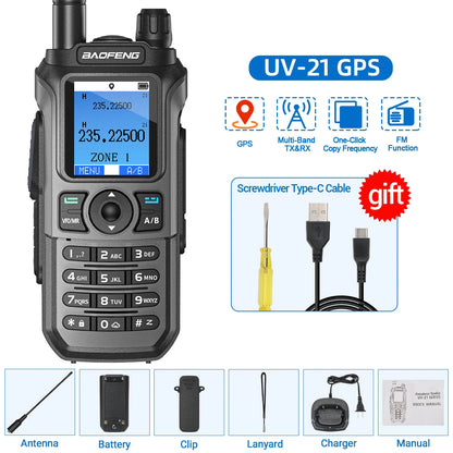 Baofeng UV-21 PRO Walkie Talkie Wireless Copy Frequency 16 KM Long Range TYPE-C V2 Two Way Radio Ham CB Radio UV-5R UV-17