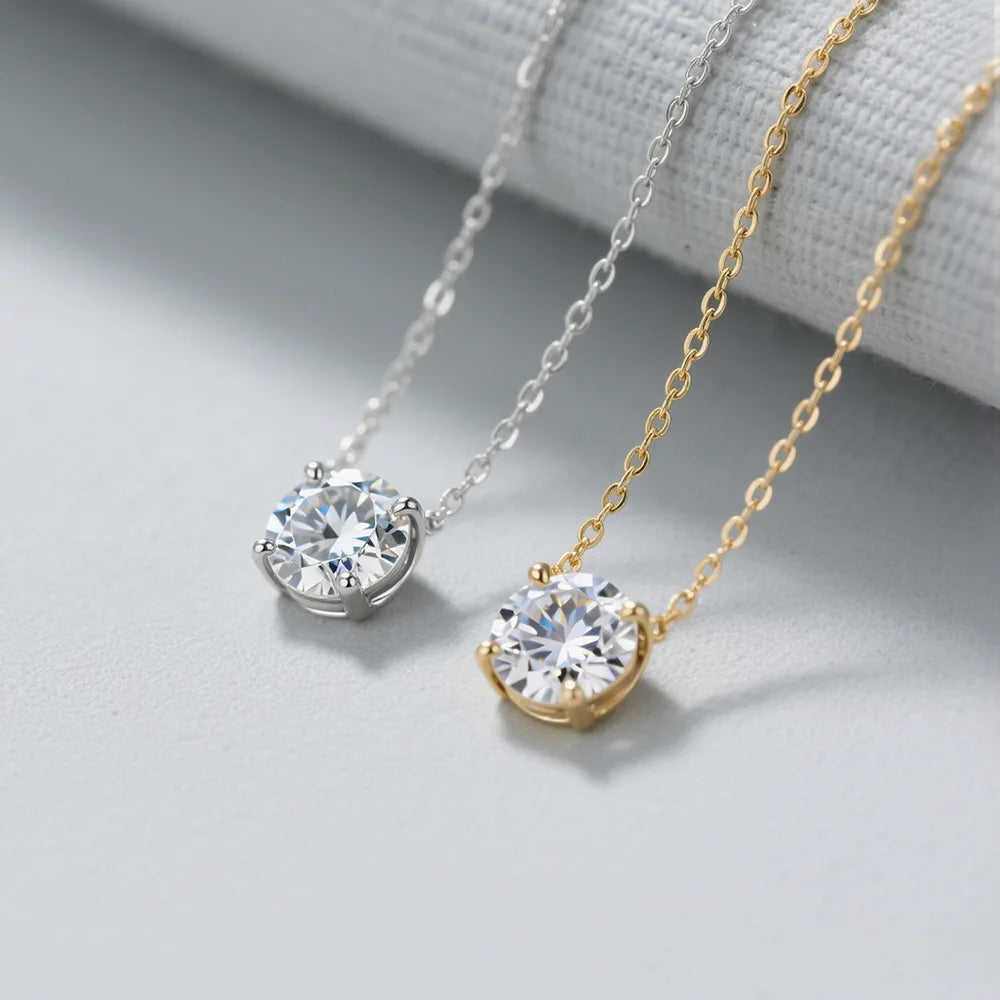 D VVS1 Moissanite 925 Sterling Silver Necklace Pendan Classics for Women Exquisite Wedding Jewelry Accessories Fashion Gifts