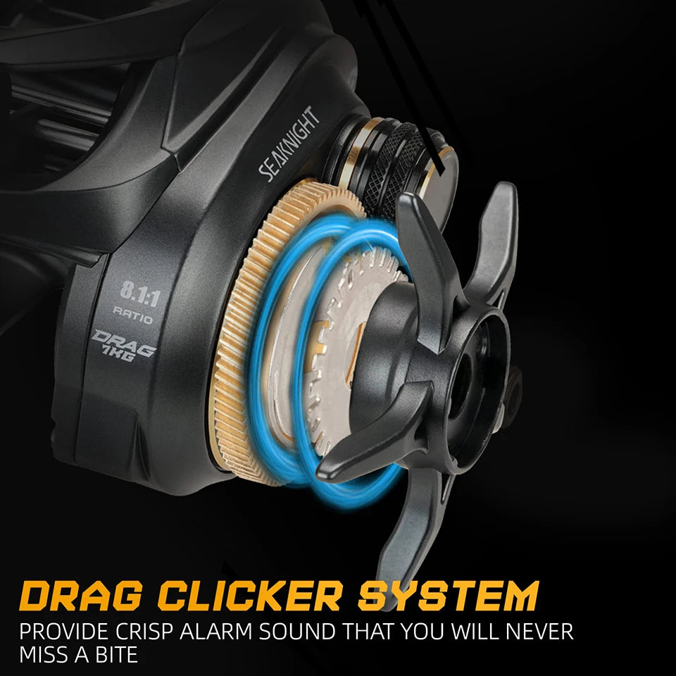 SeaKnight Brand FALCAN IV DC 8.1:1 Series Baitcasting 10+1BB Carbon Fiber Drag System 7kg/15lbs Brass Gear Power Fishing Reel