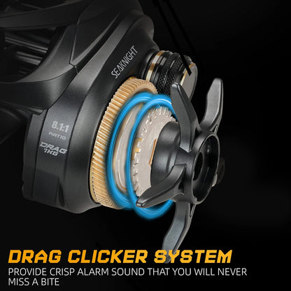 SeaKnight Brand FALCAN IV DC 8.1:1 Series Baitcasting 10+1BB Carbon Fiber Drag System 7kg/15lbs Brass Gear Power Fishing Reel